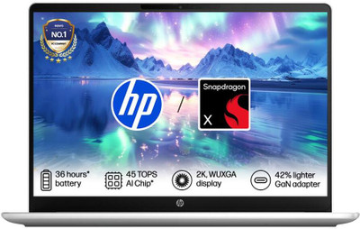 HP Omnibook 3 Next Gen AI PC Snapdragon X - (8 GB/512 GB SSD/Windows 11 Home) 14-hz0056QU Laptop(14 inch, Silver, 1.42 kg, With MS Office)
