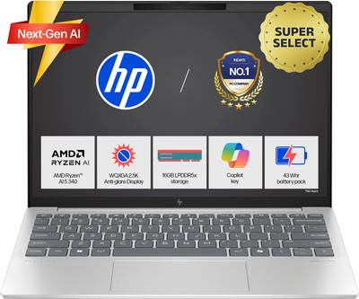 HP HP OmniBook 7 Aero (Previously Pavilion Aero) AMD Ryzen AI 5 Hexa Core AI 5 340 - (16 GB/512 GB SSD/Windows 11 Home) 13-bg1678AU Thin and Light Laptop(13.3 Inch, Glacier Silver, 1.0 Kg, With MS Office) HP HP OmniBook 7 Aero (Previously Pavilion Aero) AMD Ryzen AI 5 Hexa Core AI 5 340 - (16 GB/512 GB SSD/Windows 11 Home) 13-bg1678AU Thin and Light Laptop(13.3 Inch, Glacier Silver, 1.0 Kg, With MS Office)