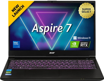 Acer Aspire 7 (i5 14th Gen) Intel Core 5 210H - (16 GB/512 GB SSD/Windows 11 Home/6 GB Graphics/NVIDIA GeForce RTX 4050) A715-79G Gaming Laptop(15.6 Inch, Obsidian Black, 1.99 Kg)