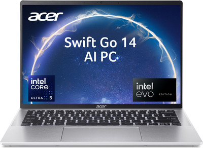 Acer Swift Go 14 AI Powered EVO Intel Core Ultra 5 125H – (16 GB/512 GB SSD/Windows 11 Home) SFG14-72T Thin And Light Laptop  (14 Inch, Pure Silver, 1.32 Kg, With MS Office) For Rs. 69990 @ 46 %
