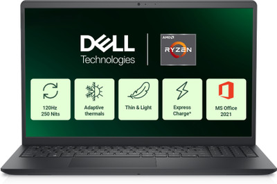 DELL 15 AMD Ryzen 5 Quad Core 7520U - (8 GB/512 GB SSD/Windows 11 Home) 3535 Thin and Light Laptop(15.6 Inch, Carbon Black, 1.67 Kg, With MS Office)