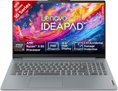 Lenovo IdeaPad Slim 3 AMD Ryzen 3 30 - (16 GB/512 GB SSD/Windows 11 Home) IdeaPad Slim 3 15AMN8 Thin and Light Laptop(15.6 inch, Arctic Grey, 1.62 kg, With MS Office)