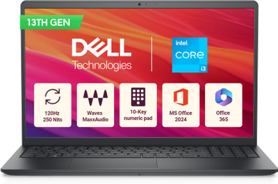 DELL 15 Intel Core i3 13th Gen 1305U - (16 GB/512 GB SSD/Windows 11 Home) OVN353025001RINB1O Thin and Light Laptop(15.6 inch, Carbon Black, 1.66 kg, With MS Office)