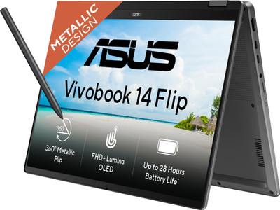 ASUS Vivobook 14 Flip OLED (2026) with Touch Screen, Metallic Design, Intel Core Ultra 5 226V - (16 GB/512 GB SSD/Windows 11 Home) TP3407SA-SG183WS 2 in 1 Laptop(14 inch, Matte Gray, 1.57 kg, With MS Office)