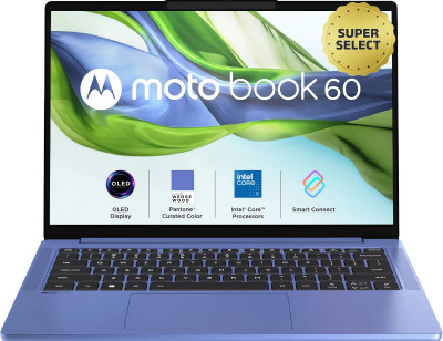 MOTOROLA Motobook 60 Full Metal OLED (i5 14th Gen) Intel Core 5 (Series 2) 210H - (16 GB/512 GB SSD/Windows 11 Home) 14IRH10R Thin and Light Laptop(14 Inch, PANTONE Wedgewood, 1.4 Kg, With MS Office) MOTOROLA Motobook 60 Full Metal OLED (i5 14th Gen) Intel Core 5 (Series 2) 210H - (16 GB/512 GB SSD/Windows 11 Home) 14IRH10R Thin and Light Laptop(14 Inch, PANTONE Wedgewood, 1.4 Kg, With MS Office)