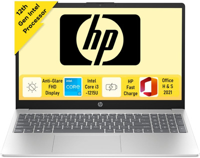 HP (2024) Intel Core i3 12th Gen 1215U - (8 GB/512 GB SSD/Windows 11 Home) 15-fd0061TU Thin and Light Laptop(15.6 inch, Natural Silver, With MS Office)