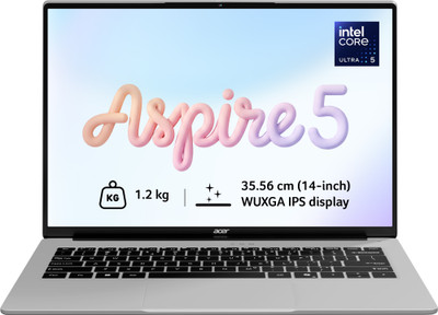 Acer Aspire 5 Metal (2026) AI PC, Backlit Keyboard Intel Core Ultra 5 226V - (16 GB/512 GB SSD/Windows 11 Home) A514-55 Notebook(14 inch, Pure Silver, 1.2 kg, With MS Office)