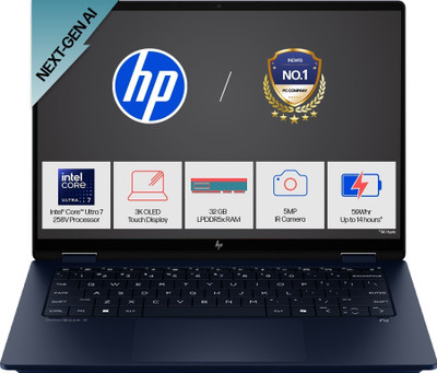 HP OmniBook X Flip (Previously Envy) Intel Core Ultra 7 258V - (32 GB/1 TB SSD/Windows 11 Home/16 GB Graphics) 14-fm0029TU 2 in 1 Laptop(14 Inch, Atmospheric Blue, 1.38 Kg, With MS Office)