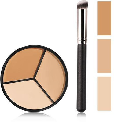 Morbee 3-in-1 Dark Tone Concealer Palette with Foundation Brush (50g) | M_3C_2_15 Concealer(Black, 50 g)