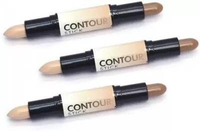 Elecsera Dual Dark Concealer And Highlighter Stick Contour Balm Concealer Combo of 3 Concealer(Multicolor, 18.6 g)