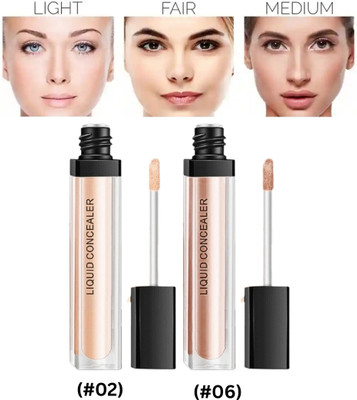 RED4 Liquid Light Weight Concealer With Full Coverage Easily Blendable 2ps Concealer(beige, 6 ml)