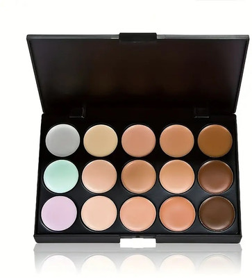 BLUEMERMAID 15-Color Contour & Highlighter Palette Concealer(MULTICOLOR, 30 g)