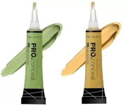 SHEFFO Pro Conceal HD High Definition Concealer Pack of 2  Concealer(GREEN, YELLOW, 18 ml)