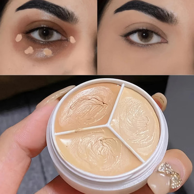 manasona 3-in-1 Cream Concealer Palette, Natural Coverage, Peach and Tan Shades  Concealer(Multi, 10.5 g)