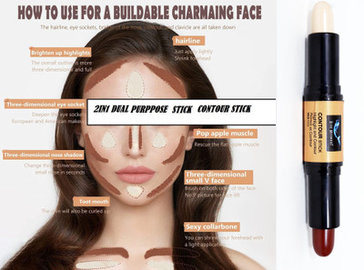BLUEMERMAID Face Highlighter Stick Makeup Concealer 2 in 1 Double-Headed Concealer(MULTICOLOR, 8 g)