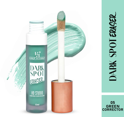 Half N Half Dark Sport Eraser HD Liquid Concealer Creamy Texture High Coverage Light Weight Concealer(Green Corrector, 12 ml)