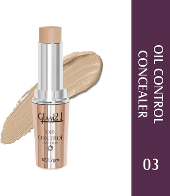 Glam21 Oil Control Concealer-Long Lasting upto 8-12hrs|Non-Sticky Texture,Matte Finish Concealer(Shade -03, 7 g)