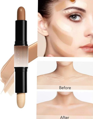 USBK 3D 2 in 1 Dual-ended Highlight Contour Stick Concealer(BEIGE, COFFEE, 8 g)