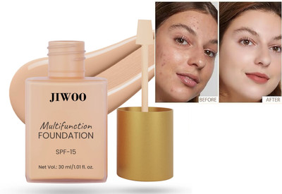 Jiwoo Full Coverage | Long Lasting | Lightweight Skin Liquid Foundation SPF 15 Concealer(NATURAL, 30 ml)