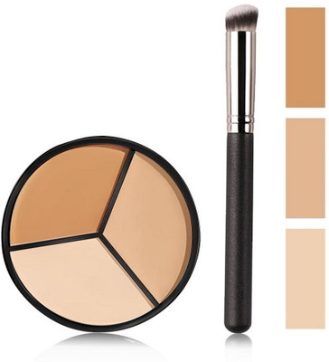 Morbee 3-in-1 Dark Tone Concealer Palette with Foundation Brush (50g) | M_3C_2_04 Concealer(Black, 50 g)