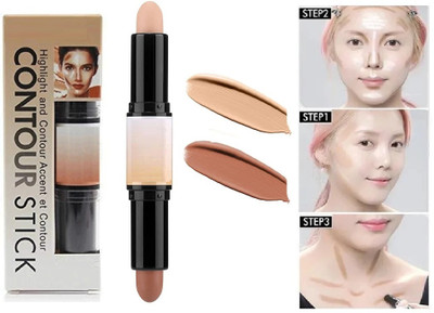Vyomiris 3D Makeup Contour Highlight Stick Double-ended Contouring Highlighter Concealer(BLACK, BEIGE, 8 g)