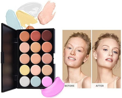 VOUGH 15 Colors Hydrating Cream Concealer Palette, Pure Vie Long Lasting Full Coverage Concealer(MULTICOLOUR, 100 g)