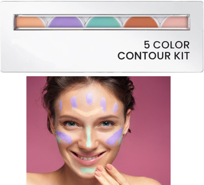 Yuency 5 shade long lasting waterproof contour palette with brush Concealer(Multicolor, 16 g)
