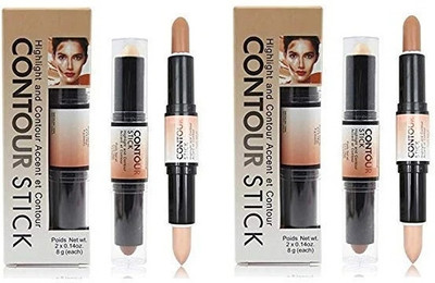 ROODILES 2in1 Beauty Waterproof Full Coverage Highlighter Contour Stick  Concealer(set of 2, 16 g)