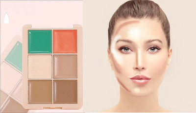 REIMICHI 6-in-1 Concealer Palette,Concealer Full Coverage Palette,Cream Contour Palette Concealer(MULTICOLOR, 12 g)