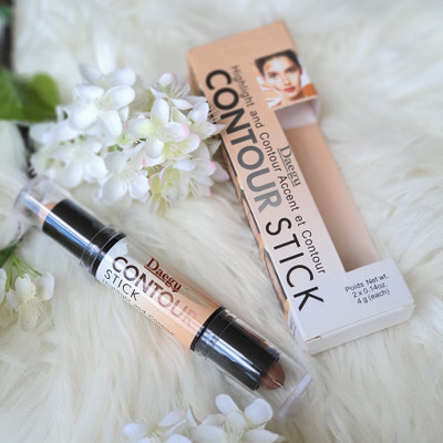 Daegu Creamy Highlighter & ContourStick- Two Way Rotating Stick - Face Makeup & 1Puff Concealer(Brown, Light brown, 0.12 g)
