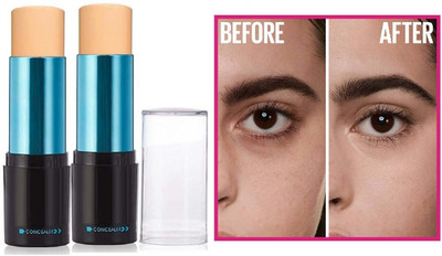 HUZURLU Full Coverage Concealer Panstick for Dark Circles, Blemishes & Acne Pack Of 2 Concealer(Orange, 20 g)