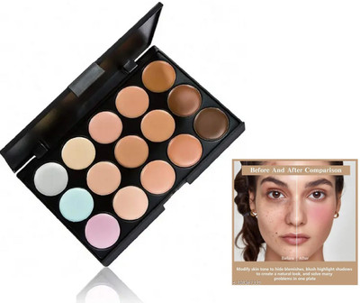 nn Professional 15 Color Highlighter & Contour Cream Concealer(Multicolor, 50 g)