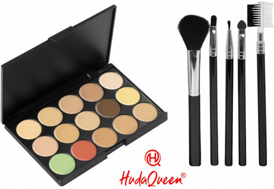 HUDA QUEEN Flawless Finish Concealer Palette 15 Shades with 5pc Brushes Concealer(Multicolor, 30 ml)