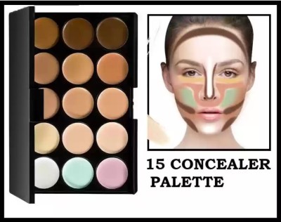 HUZURLU Longwear 15 Color Cream Concealer Palette  Concealer(muliti colour, 18 g)