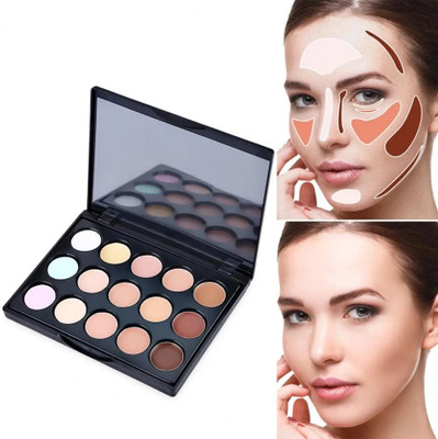 BLUEMERMAID 15 Color Face Contouring Highlighter Palette Concealer(MULTICOLOR, 30 g)