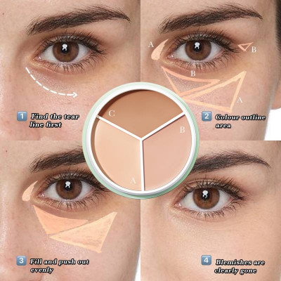 luzimaisa Full Coverage Concealer Palette Tri-Color Correcting Cream Foundation Makeup Concealer(multicolor, 10.5 g)