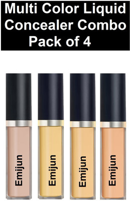 Emijun High Coverage Long-Lasting & Multi-Purpose Crease Resistant Concealer Combo Of 4 Concealer(MULTI COLOR, 8 g)