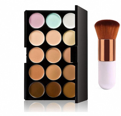 HUDA QUEEN 15 Shade Concealer Palette with Correctors & Flat Top Blending Brush Concealer(Multicolor, 30 ml)