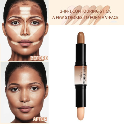 Vyomiris Double-Head Stick Long Lasting & Highlight & Bronzer Sticks Concealer(BROWN, IVORY, 8 g)
