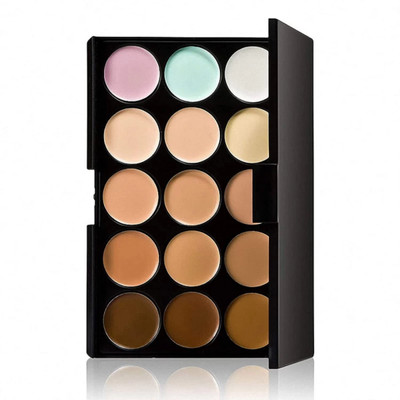 HUZURLU New 15 Colors Contour Face Cream Makeup Studio Ultra Base Concealer Palette Concealer(multi color, 15 g)