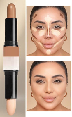 Vyomiris 2 in 1 Highlighter Contour Stick For Oily Skin Concealer(BEIGE, BROWN, 8 g)