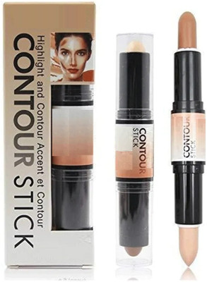 Vyomiris 2IN1 Contour And Highlighter Instant Waterproof Makeup Stick Concealer(BEIGE, BROWN, 8 g)