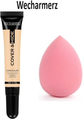 WECHARMERZ Cover & Hide Liquid Concealer With Makeup Sponge Concealer(Cool Peach, 10 g)
