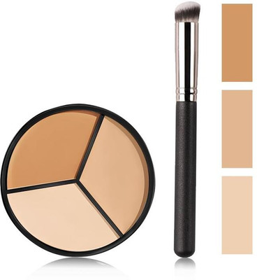 Morbee 3-in-1 Dark Tone Concealer Palette with Foundation Brush (50g) | M_3C_2_23 Concealer(Black, 50 g)