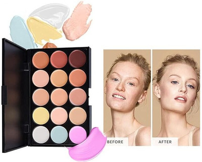 wotsriab 15 Colors Hydrating Cream Concealer Palette, Pure Vie Long Lasting Full Coverage Concealer(MULTICOLOUR, 100 g)