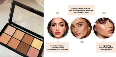 SHENYCOLORS Highlighter and Contour Concealer Palette (8 shades) Foundation Concealer(MULTICOLOR, 4.2 g)
