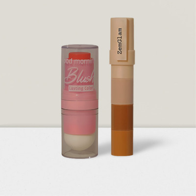 ZemGlam 4-in-1 Makeup Stick: Contour Concealer And Blusher Combo Concealer(MULTICOLOR, 10 g)