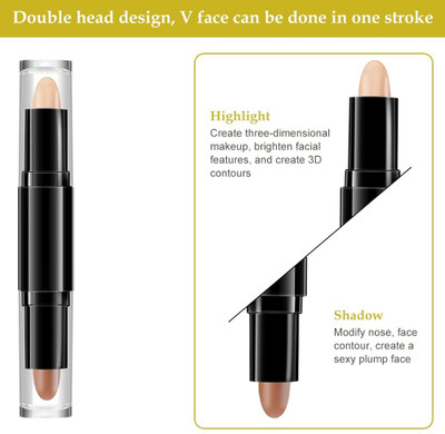 Vyomiris 2-in-1 Highlighter & Contour Stick Waterproof Makeup Stick Concealer(BROWN, IVORY, 8 g)