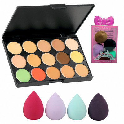 HUDA QUEEN Creamy Concealer Palette with Compact Mini Puff for On-the-Go Application(5 Items in the set)