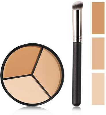 Morbee 3-in-1 Dark Tone Concealer Palette with Foundation Brush (50g) | M_3C_2_18 Concealer(Black, 50 g)